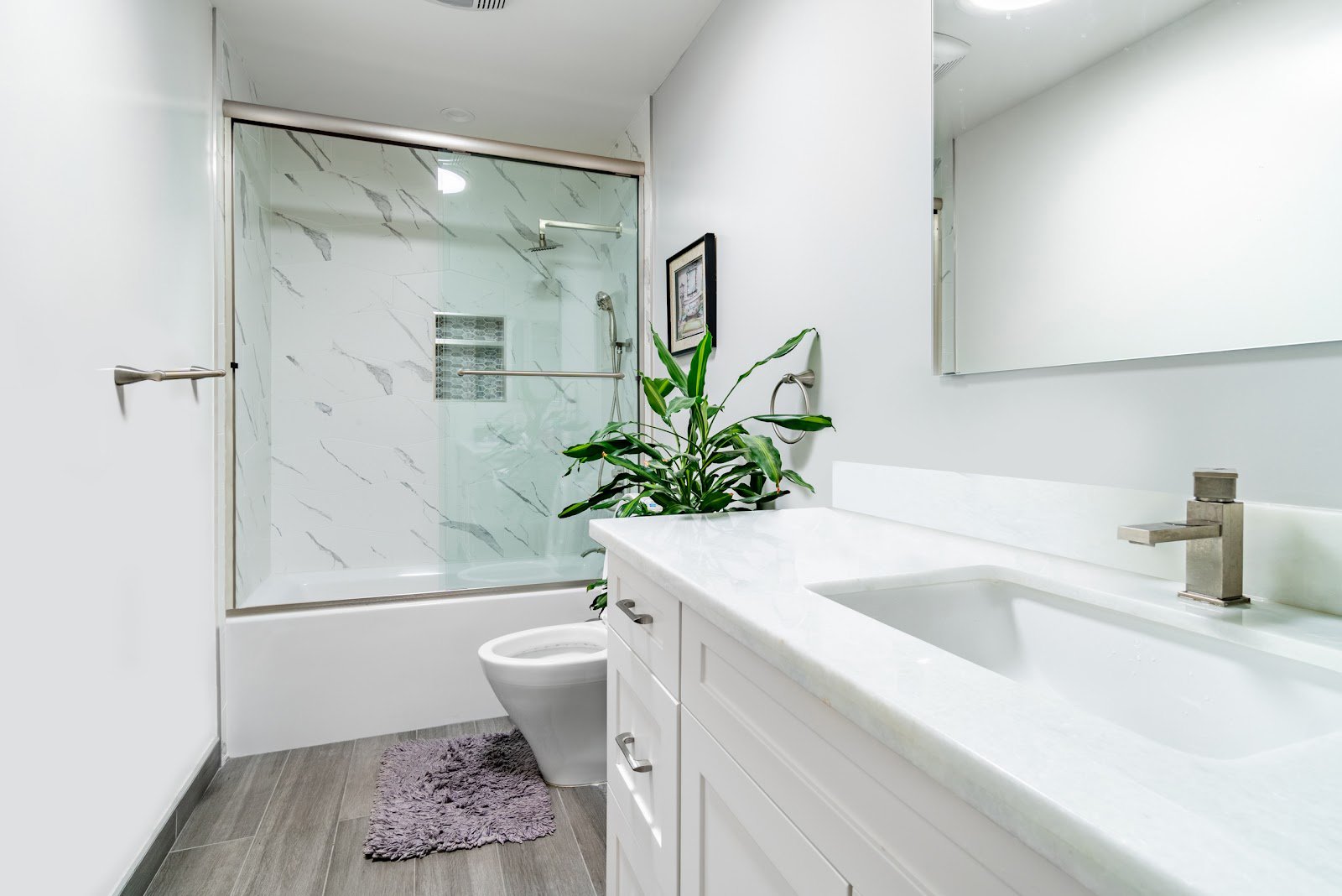 modern bathroom with heated floor